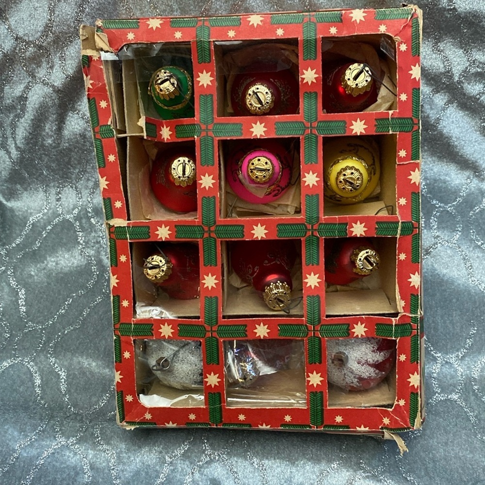Vintage set of 10 glass bell ornaments and 2 glass balls
Christmas Classics